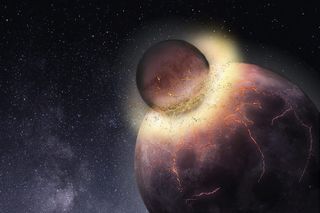 A new theory holds that Earth might have received the elements it needed for life to form from a massive collision with a Mars-sized planet. 