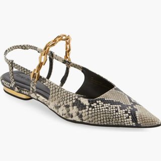 Snakeskin print flat slingback shoes