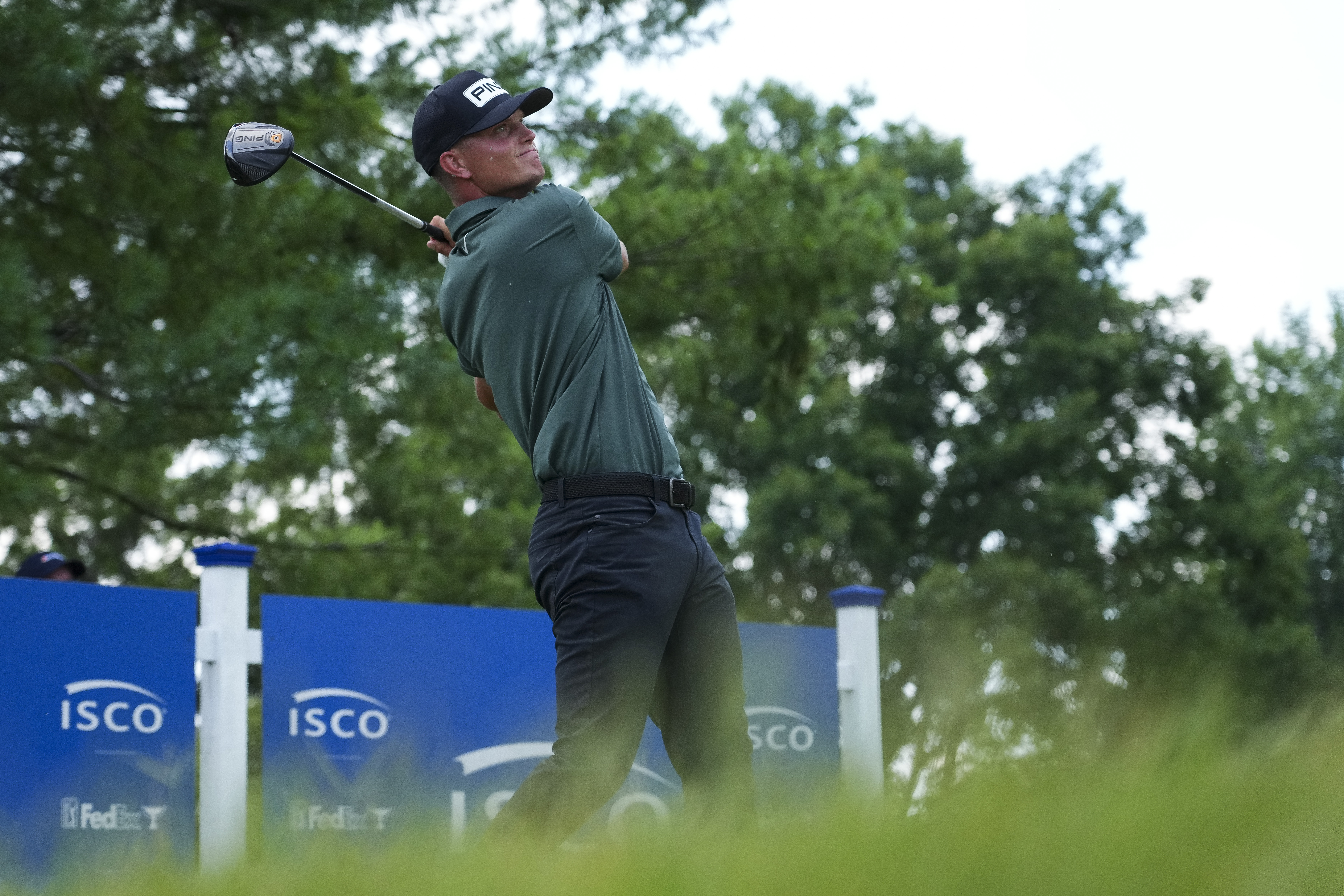 William Mouw hits a driver at the ISCO Championship