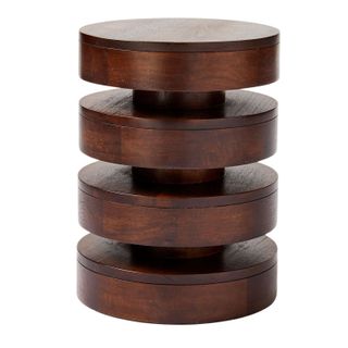 Four shelf, cylinder wooden side table