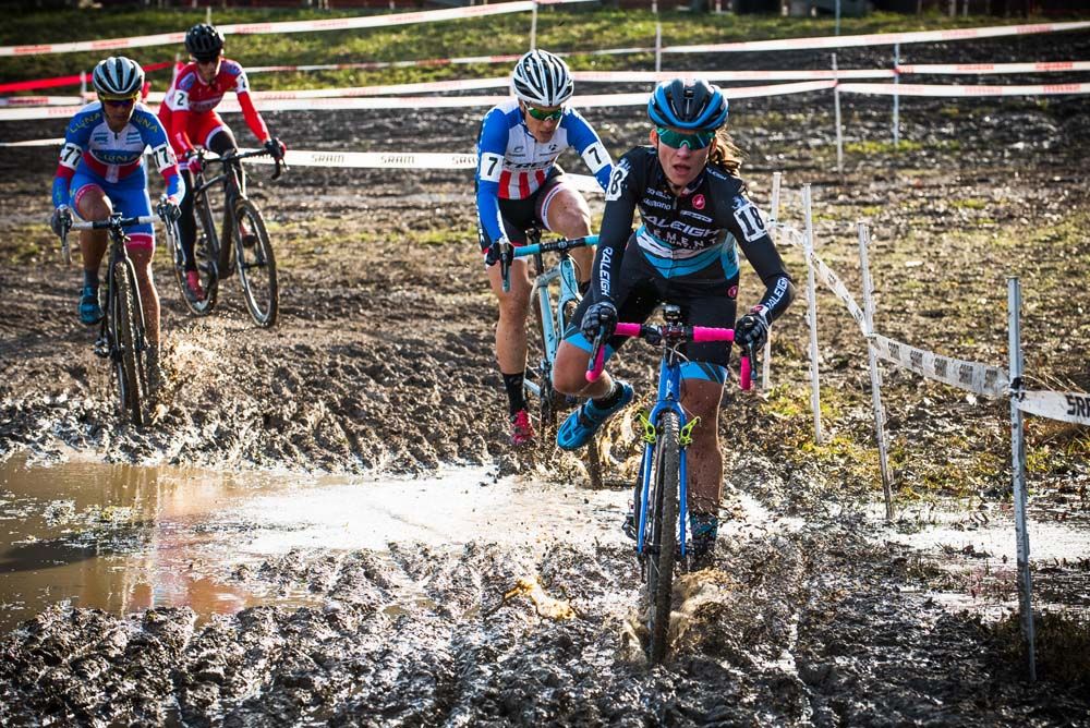 Caroline Mani (Raleigh Clement) parts a sea of mud before the run up Mt. Krumpit