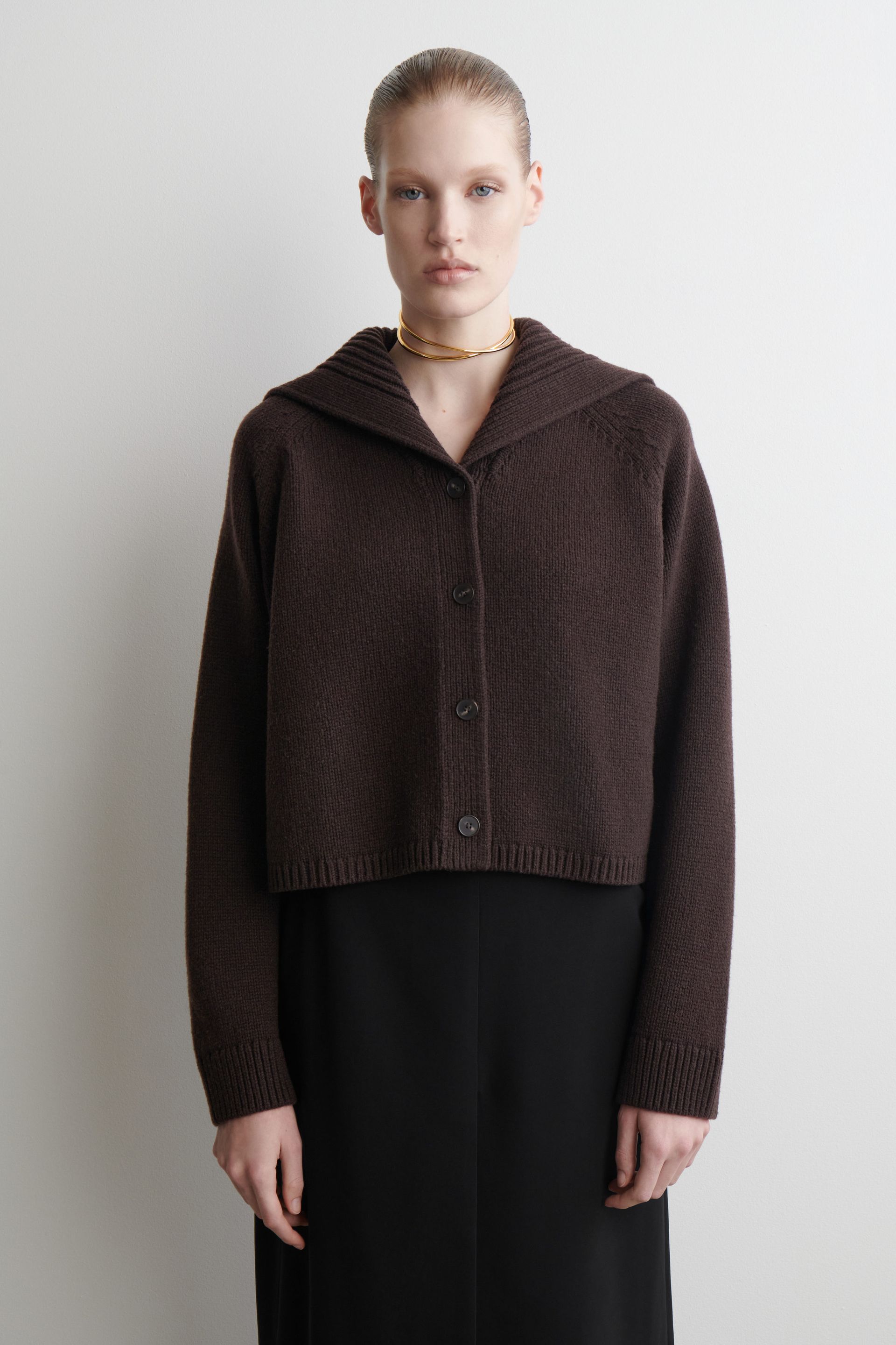 Sailor-Collar Wool Cardigan