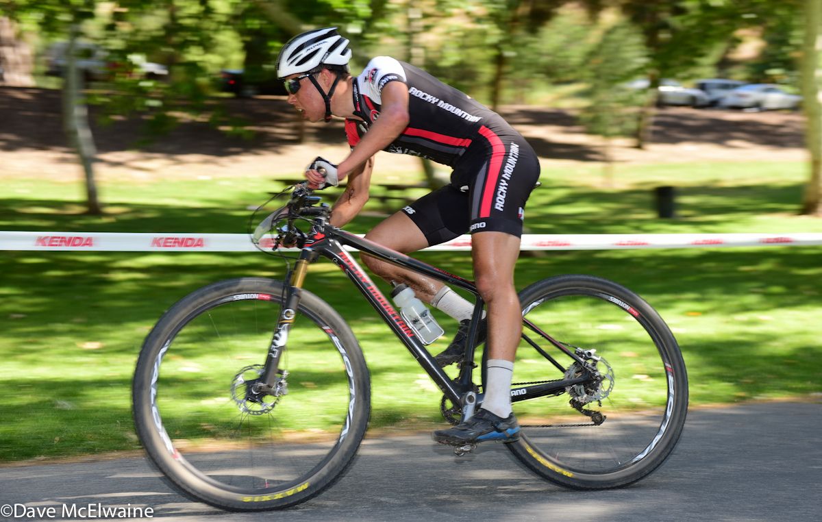 Jeremy Martin (Rocky Mountain) riding the pavement with two laps to go.