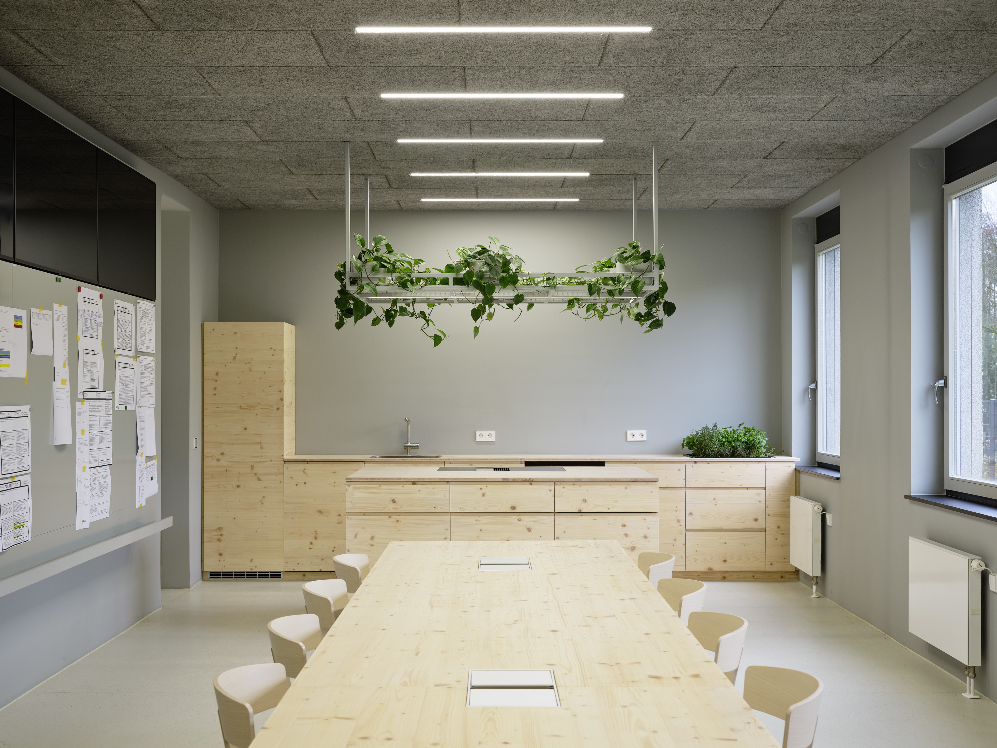 The office kitchen in the break out space