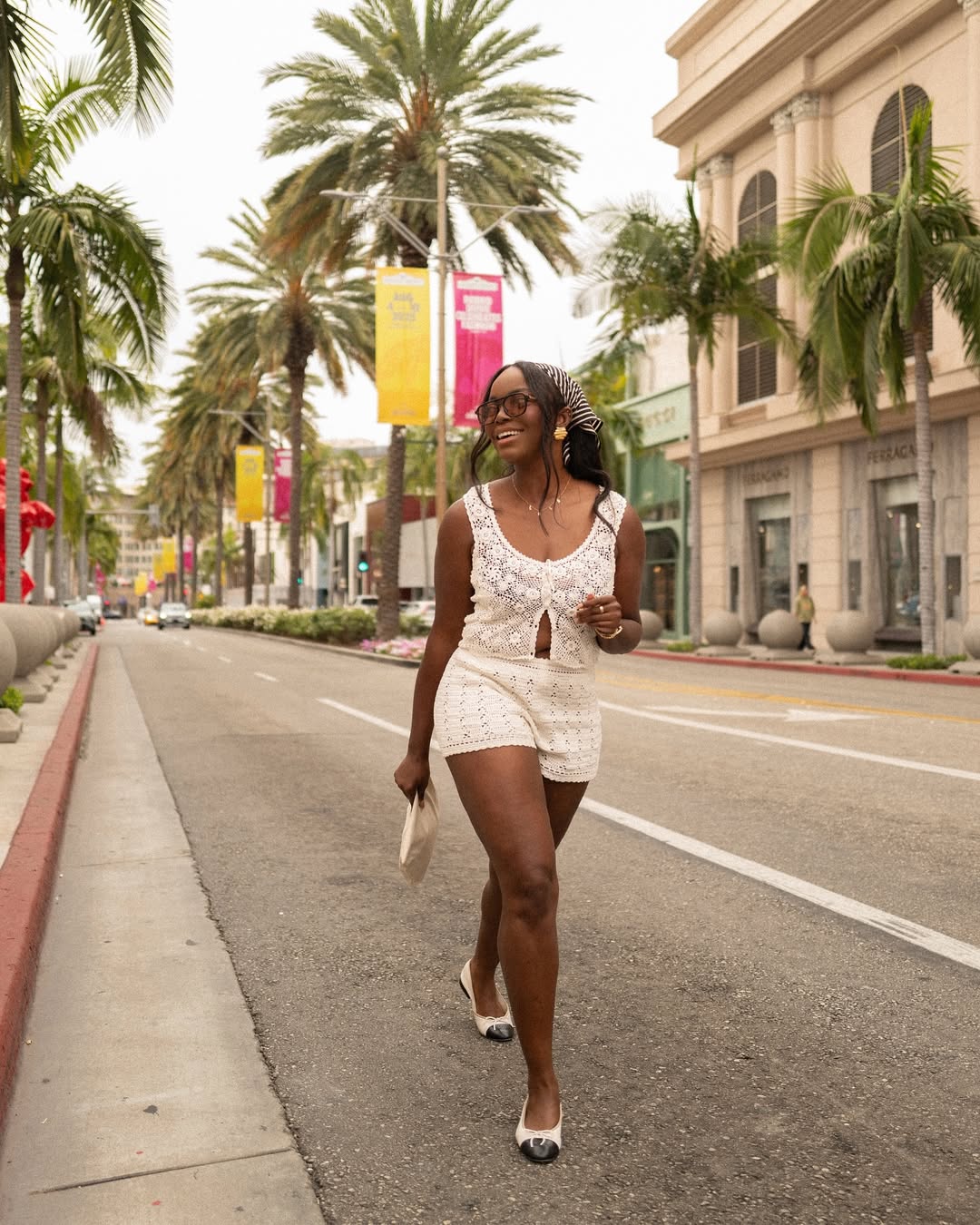 Coco Bassey in crochet shorts