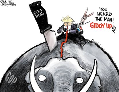Political cartoon U.S. Trump GOP Democrats debt deal