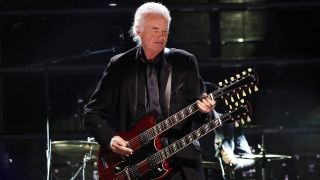 Jimmy Page performs onstage during the 38th Annual Rock & Roll Hall Of Fame Induction Ceremony on November 03, 2023 in New York City. (Photo by Kevin Mazur/Getty Images)