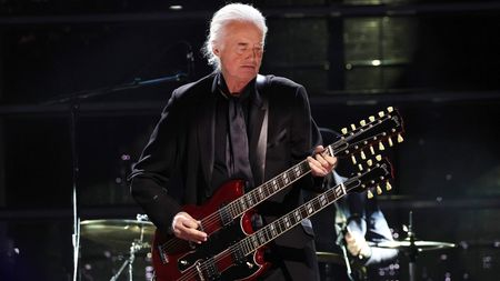 Jimmy Page performs onstage during the 38th Annual Rock & Roll Hall Of Fame Induction Ceremony on November 03, 2023 in New York City. (Photo by Kevin Mazur/Getty Images)