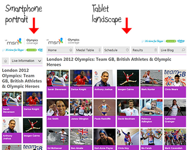 The site's Meet the Athletes section