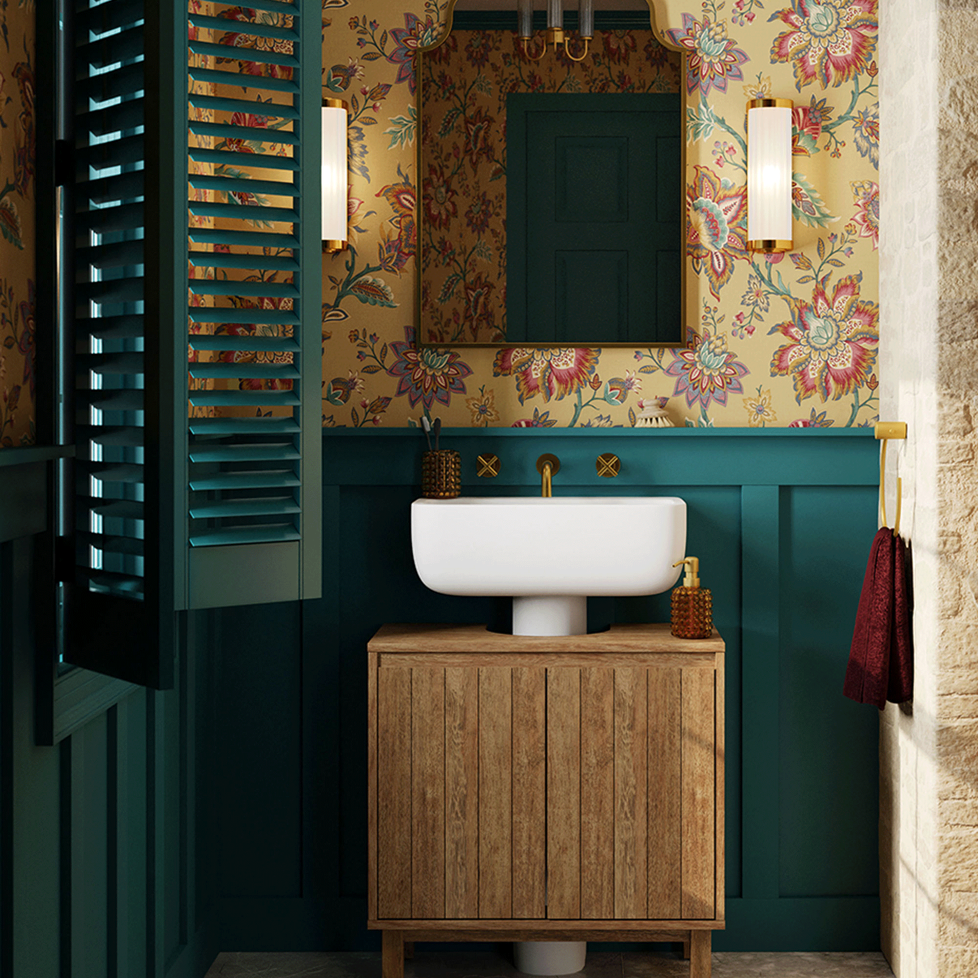 bathroom wallpaper with sink