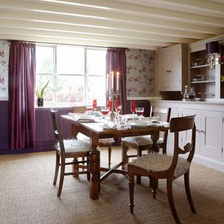 dining room with table and carpet floor