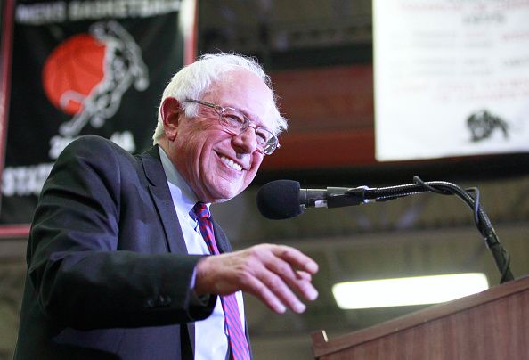 Bernie Sanders jokes about oogling woman at rally. 