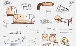 Moodboard sketches of Marcel Wander’s collection for Natuzzi