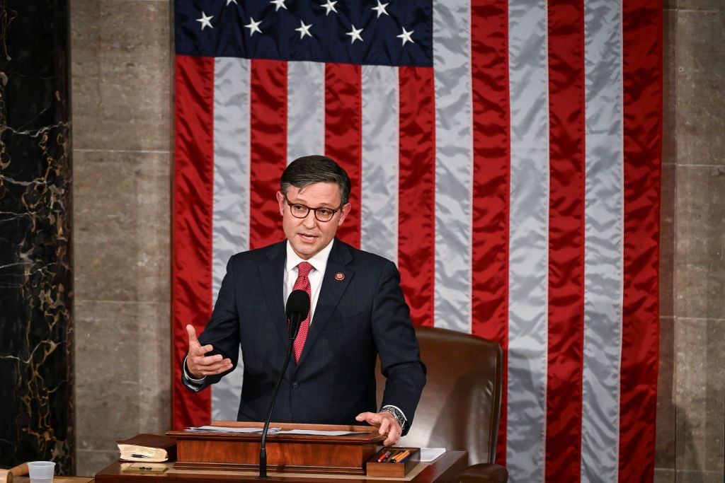 Mike Johnson (R-La.) gives his first comments as speaker of the House