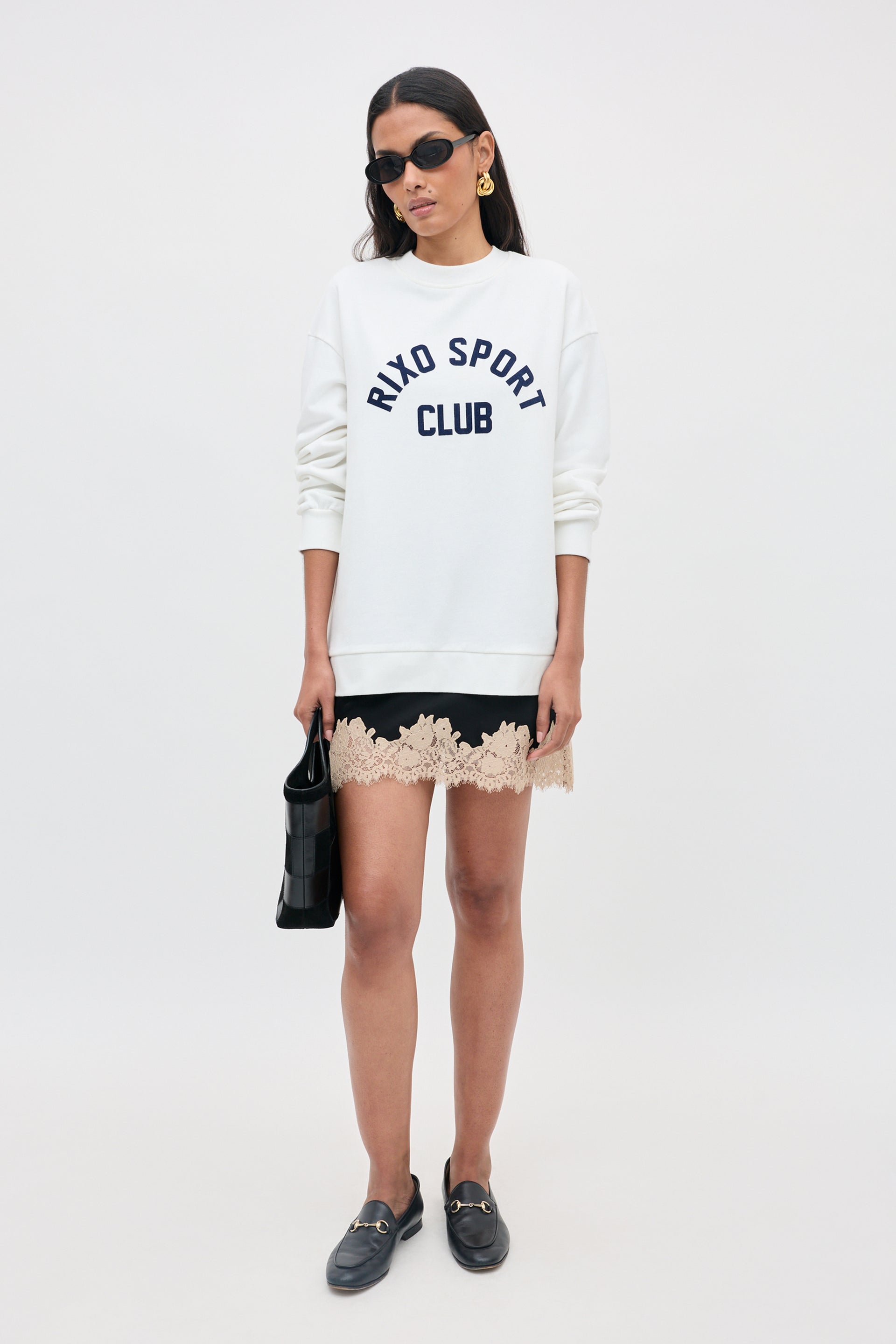 Blaze Cotton Sweatshirt in Rixo Sport Club White