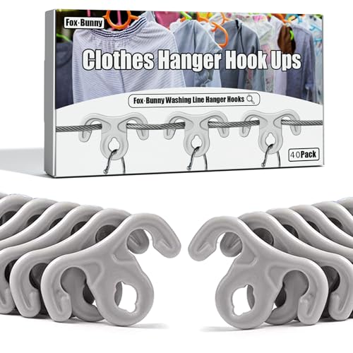 40 Pcs Washing Line Hanger Hooks, Clothes Hook Windproof Pegs, Strong Grip Washing Pegs, Reduces Need to Iron Clothes, Perfect for Clothes Line Outdoor Retractable/rotary Washing Line