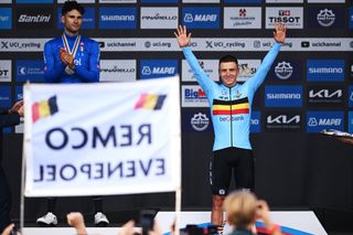 2024 World Championships: Remco Evenepoel celebrates time trial gold