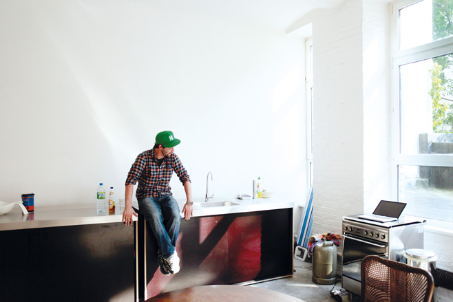 Architect and designer, Axel van Exel in his loft in Berlin-Neukölln