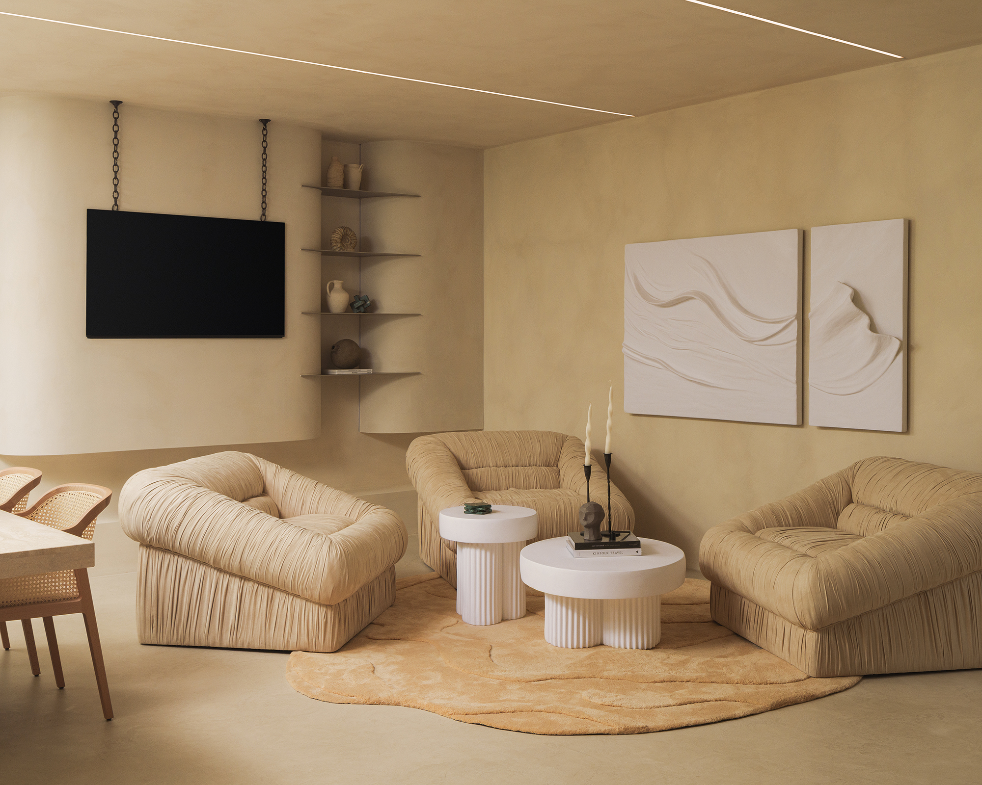 neutral living room with soft and hard textures