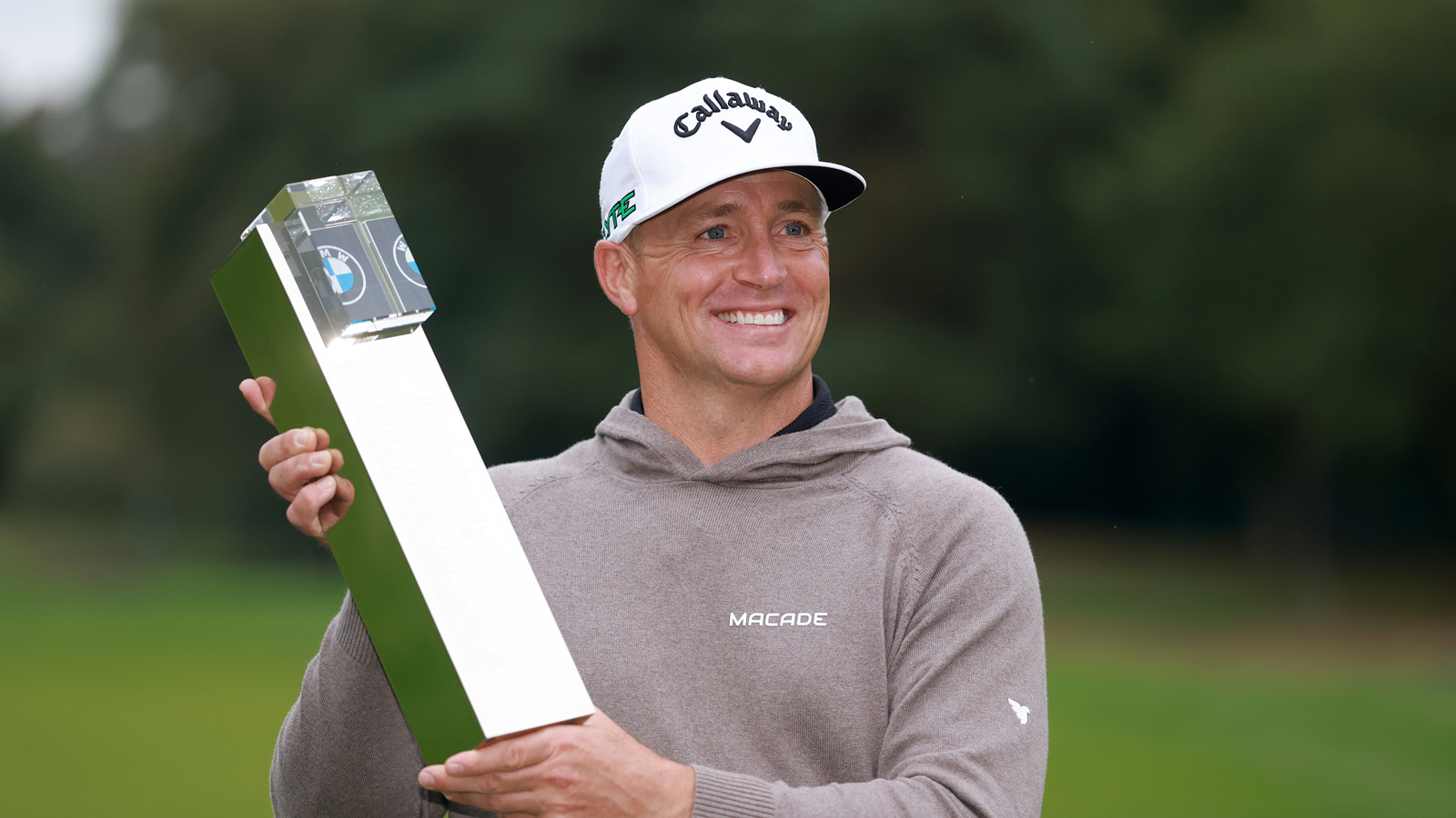 Alex Noren holds the BMW PGA Championship trophy