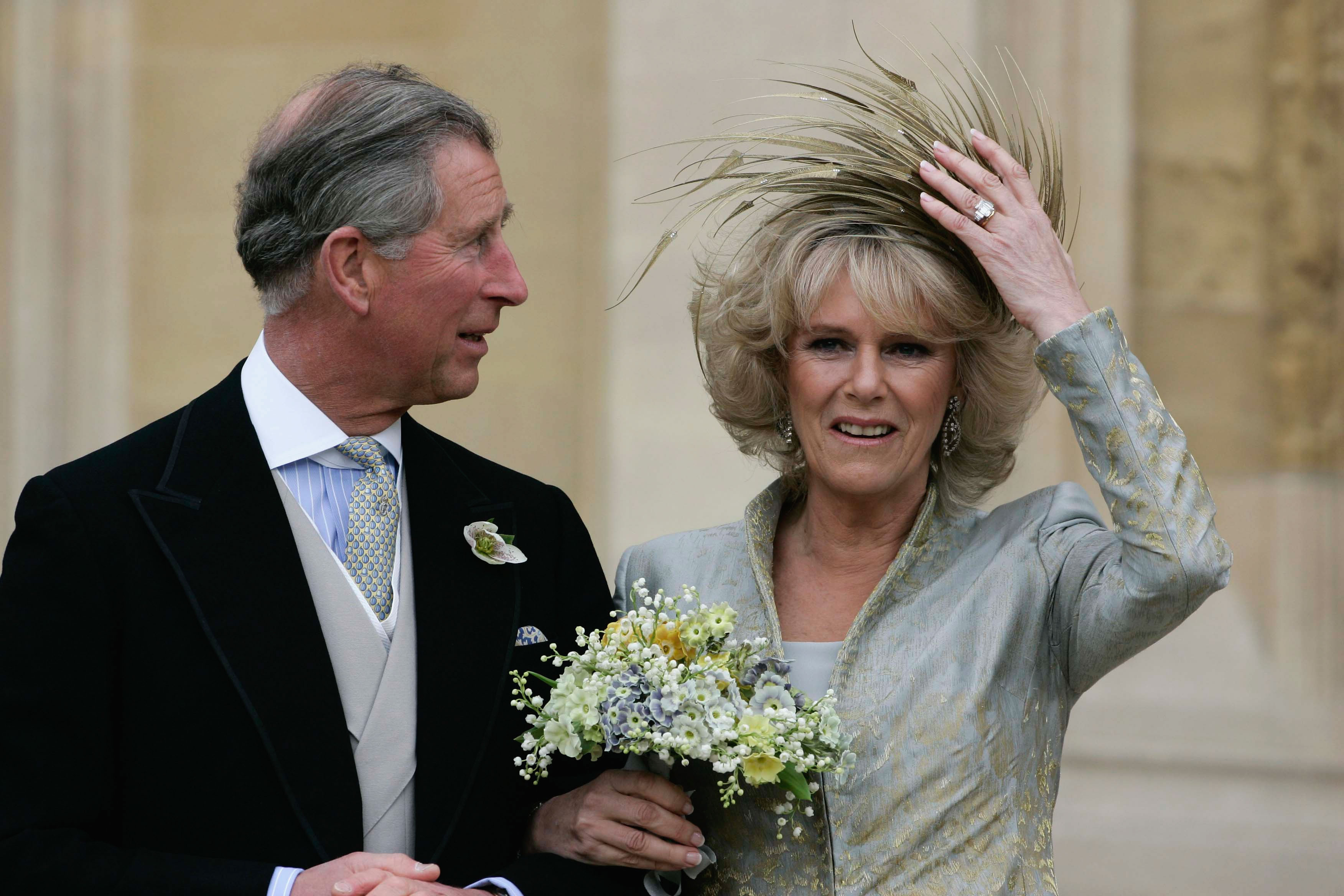 Queen Camilla and King Charles on their wedding day