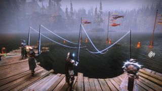 Destiny 2 fishing - Guardians all focused fishing at once