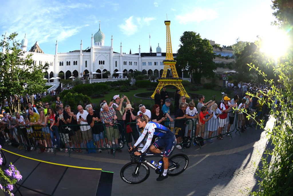 COPENHAGEN DENMARK JUNE 29 Mikkel Honor of Denmark and QuickStep Alpha Vinyl Team during the Team Presentation of the 109th Tour de France 2022 at Tivoli Gardens in Copenhagen City TDF2022 on June 29 2022 in Copenhagen Denmark Photo by Tim de WaeleGetty Images