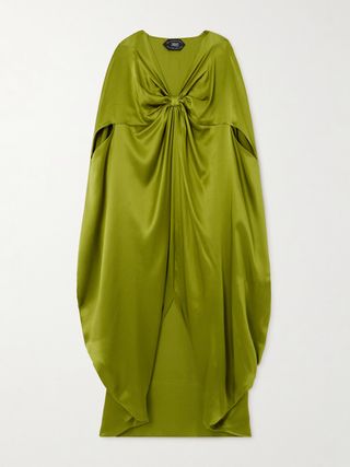 Azores Twist-Front Silk-Satin Kaftan