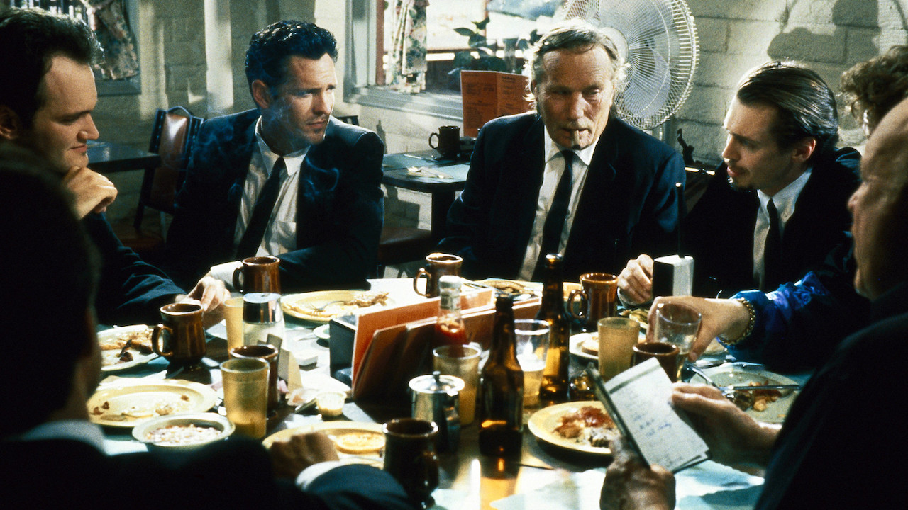 the cast of Reservoir Dogs, including Quentin Tarantino