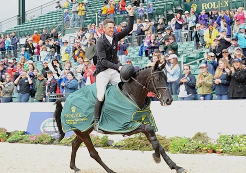 Andrew Nicholson and Quimbo on their lap of honour Rolex Kentucky three-day event. Photo by Nancy Jaffer