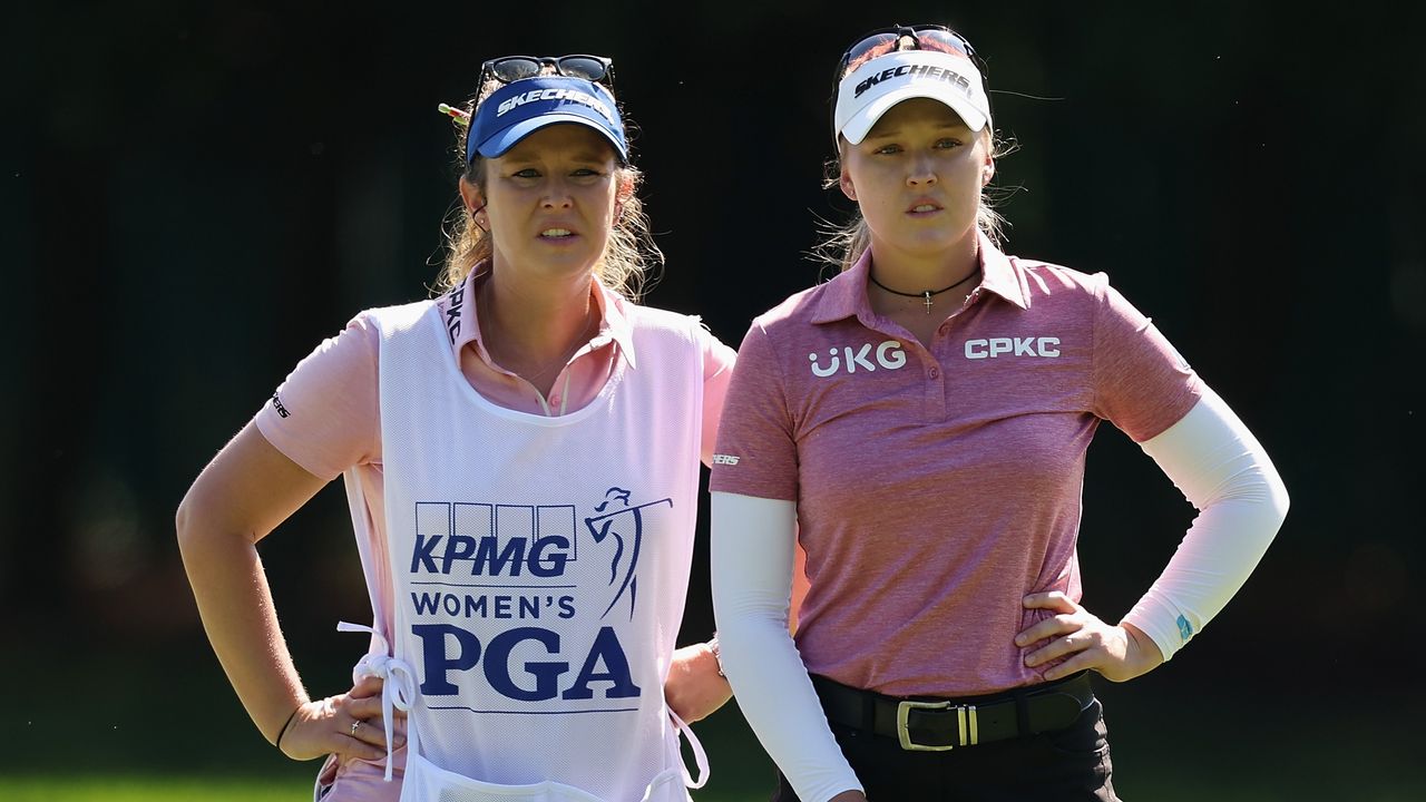 Brooke Henderson and her caddie, Brittany Henderson, during the 2023 KPMG Women&#039;s PGA Championship