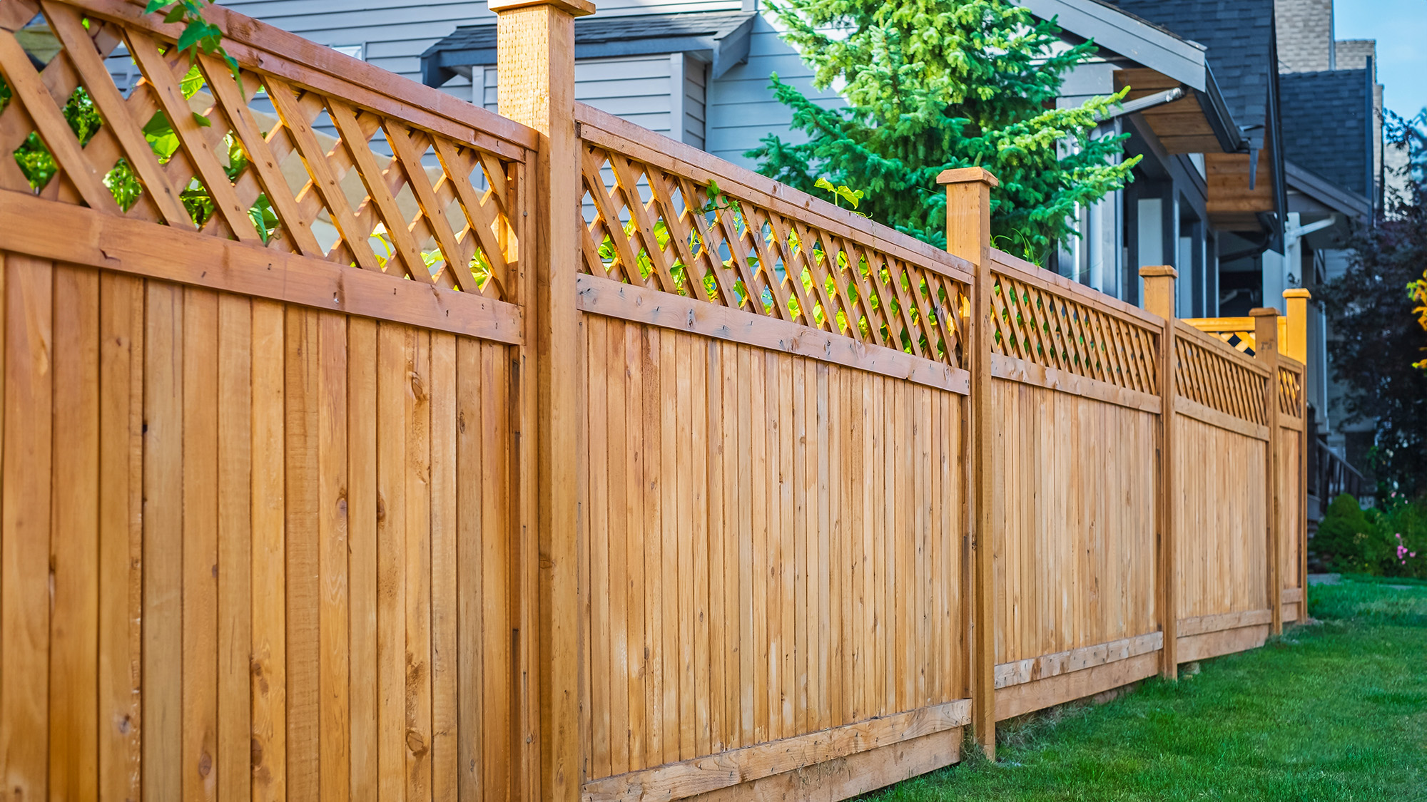 Wooden fence around house