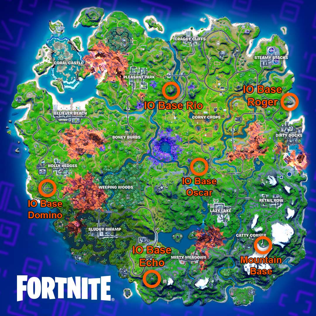 Fortnite season 8 io bases locations on map