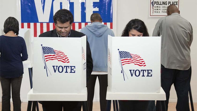 People voting on election day