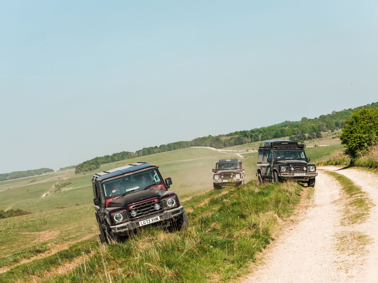 Images of the ineos Grenadier getting muddy on Salisbury Plain