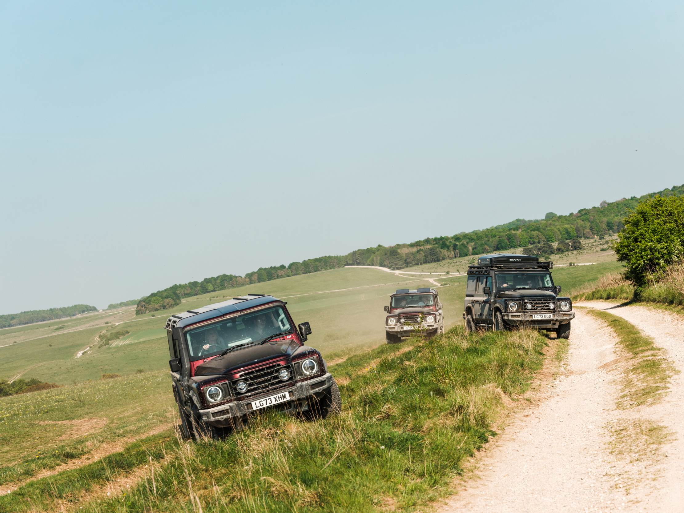 Images of the ineos Grenadier getting muddy on Salisbury Plain