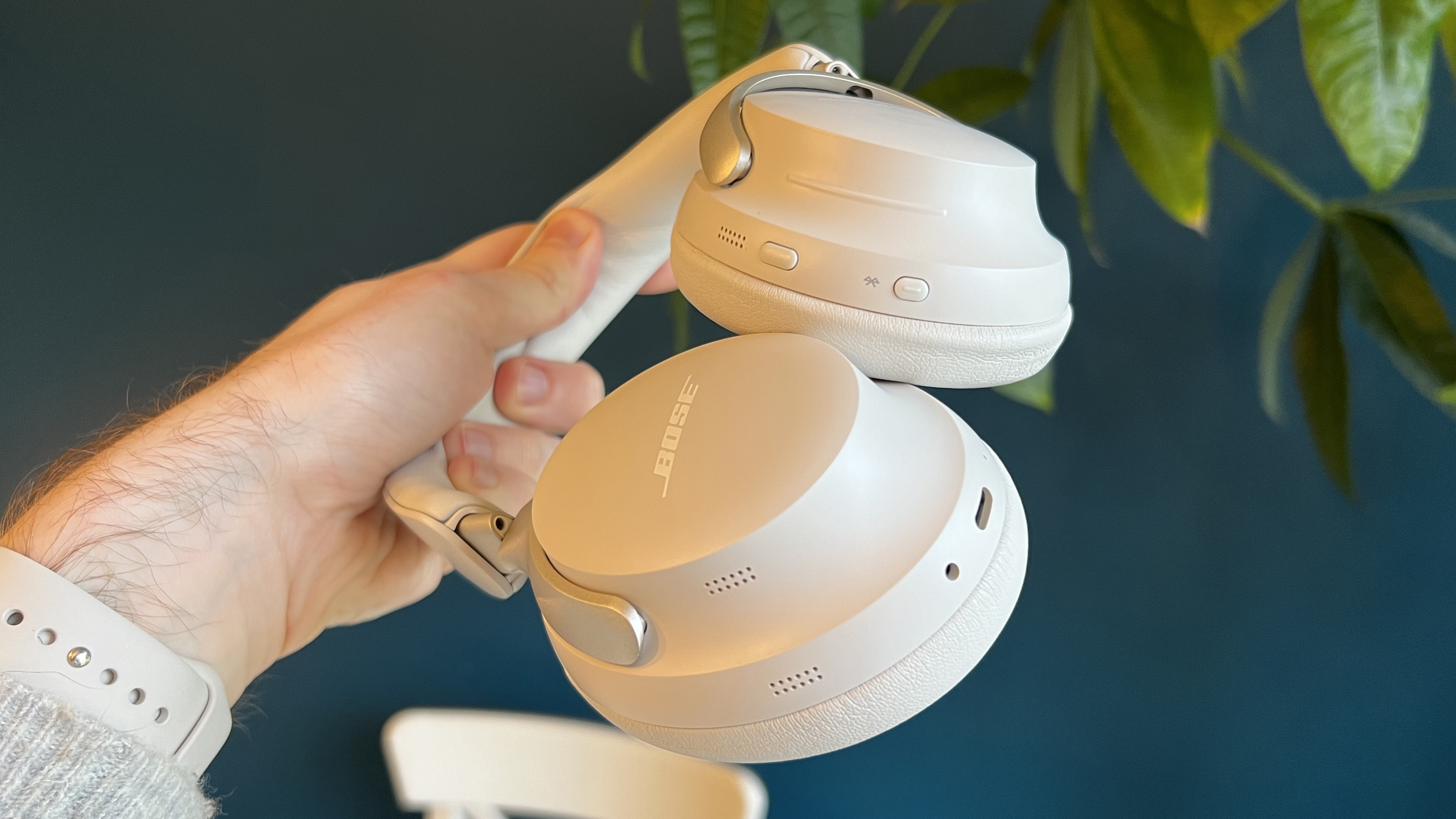 Bose QuietComfort Ultra Headphones showing the ports and buttons