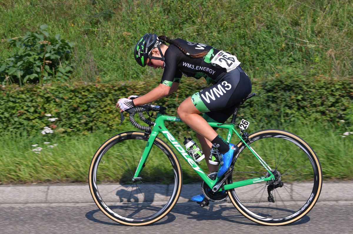 Katarzyna Niewiadoma (WM3 Cycling) riding solo
