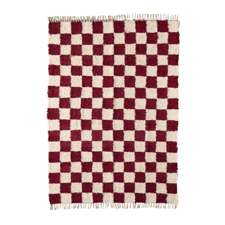 Checkerboard Woven Shag Rag Rug