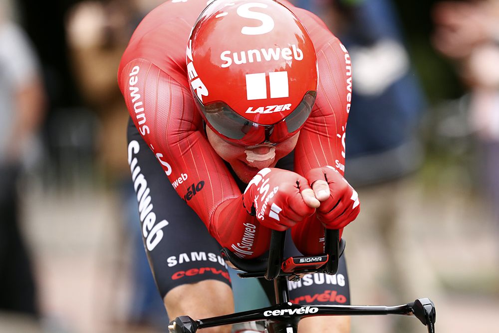 Mark Hirschi (Sunweb) during the BinckBank Tour stage 6 time trial