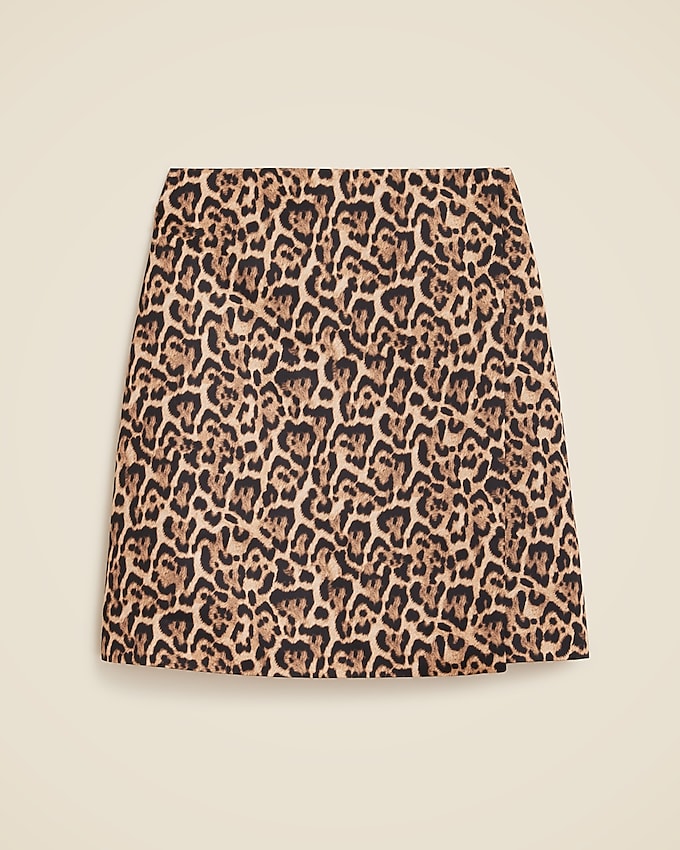 Leopard-Print Wrap Skirt in Duchesse Satin