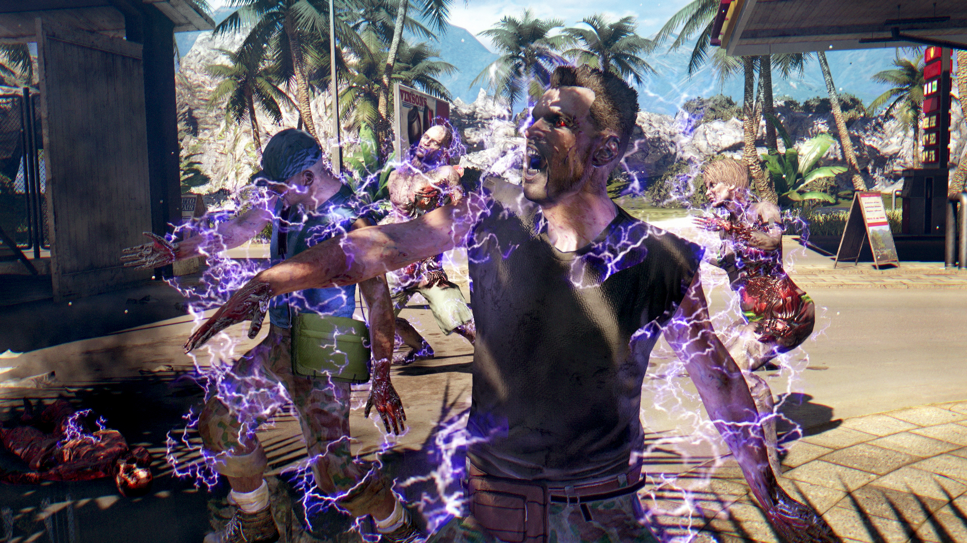 A group of zombies being electrocuted in Dead Island