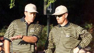 Phil Mickelson and David Duval at the 1999 Ryder Cup at Brookli