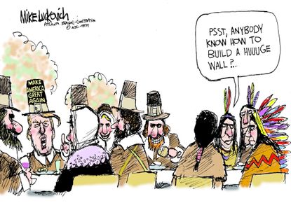 Political cartoon U.S. Donald Trump Border Wall