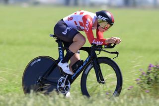 Lotto Soudal Ladies’ Lotte Kopecky en route to victory at the 2019 Belgian time trial championships