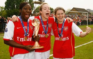 Celebrating Arsenal UEFA Women's Cup win in 2007