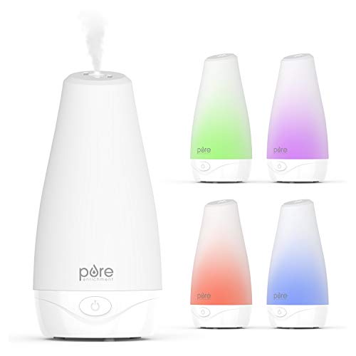 Pure Enrichment&amp;reg; Purespa&amp;trade; Essential Oil Diffuser - Compact Ultrasonic Aromatherapy Diffuser, Natural Air Deodorizer, 100ml Water Tank, and Optional Mood Light - Lasts Up to 7 Hours With Auto Shut-Off