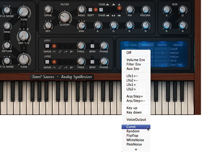 Brain the size of a walnut? Not this super-synth! Saurus provides a vast selection of modulation sources.