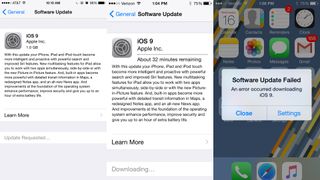 iOS 9 failed software update error message news