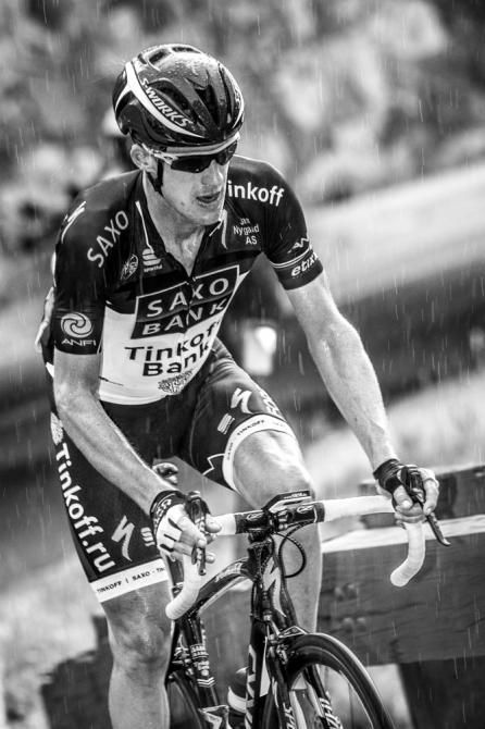 Michael Rogers (Saxo-Tinkoff) still by himself near the top of the final climb.